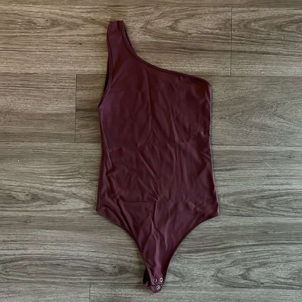 Abercrombie & Fitch Wine Colored One Shoulder Bodysuit